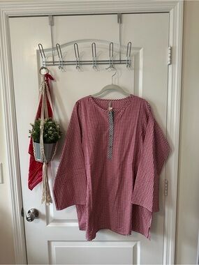 NWT Red Gingham Tunic Top - Embellish by Creative Co-Op